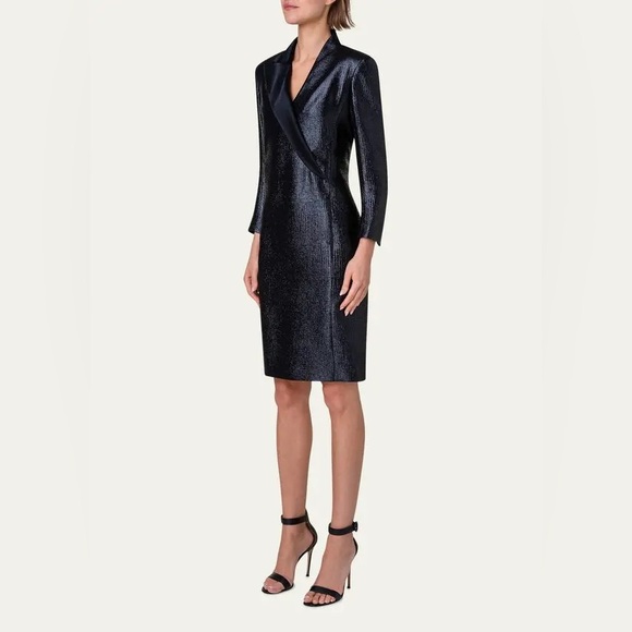 Akris New Metallic Tuxedo Dress Size US 8 Wool Silk $3,990.00 - Picture 1 of 16